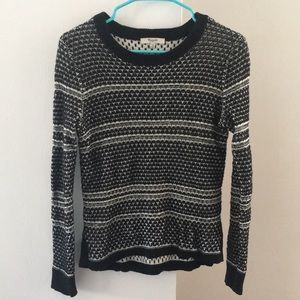 Madewell black and white fineprint pullover sweater